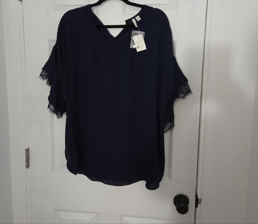 Cato Blue Boxy Short Sleeve Blouse